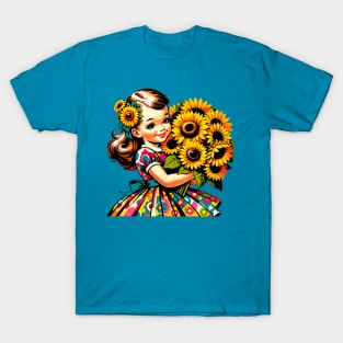 Little girl with sunflowers T-Shirt